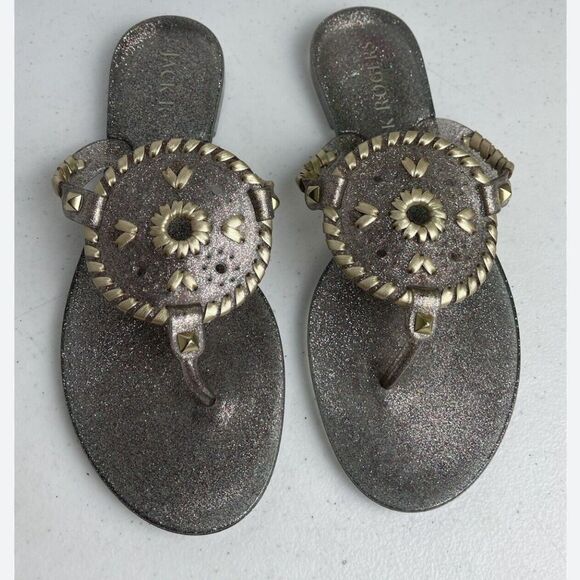 Spartina 449 Jack Rogers Georgica Gold sparkle, slip on sandals 8 - Picture 5 of 6